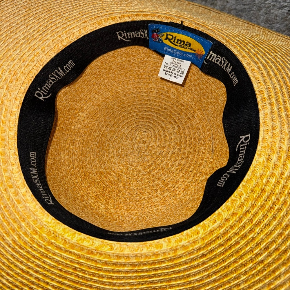 Rima Beach World Women's 100% Straw Sun Hat Wide Brim Black Bow Beige St.Martin - Picture 4 of 5